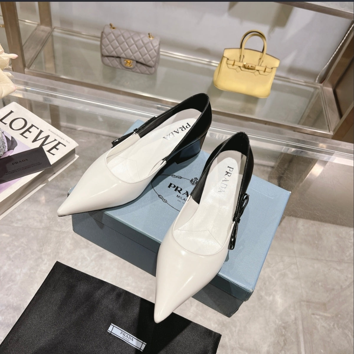 Prada Two-Tone Pointed-Toe Pumps