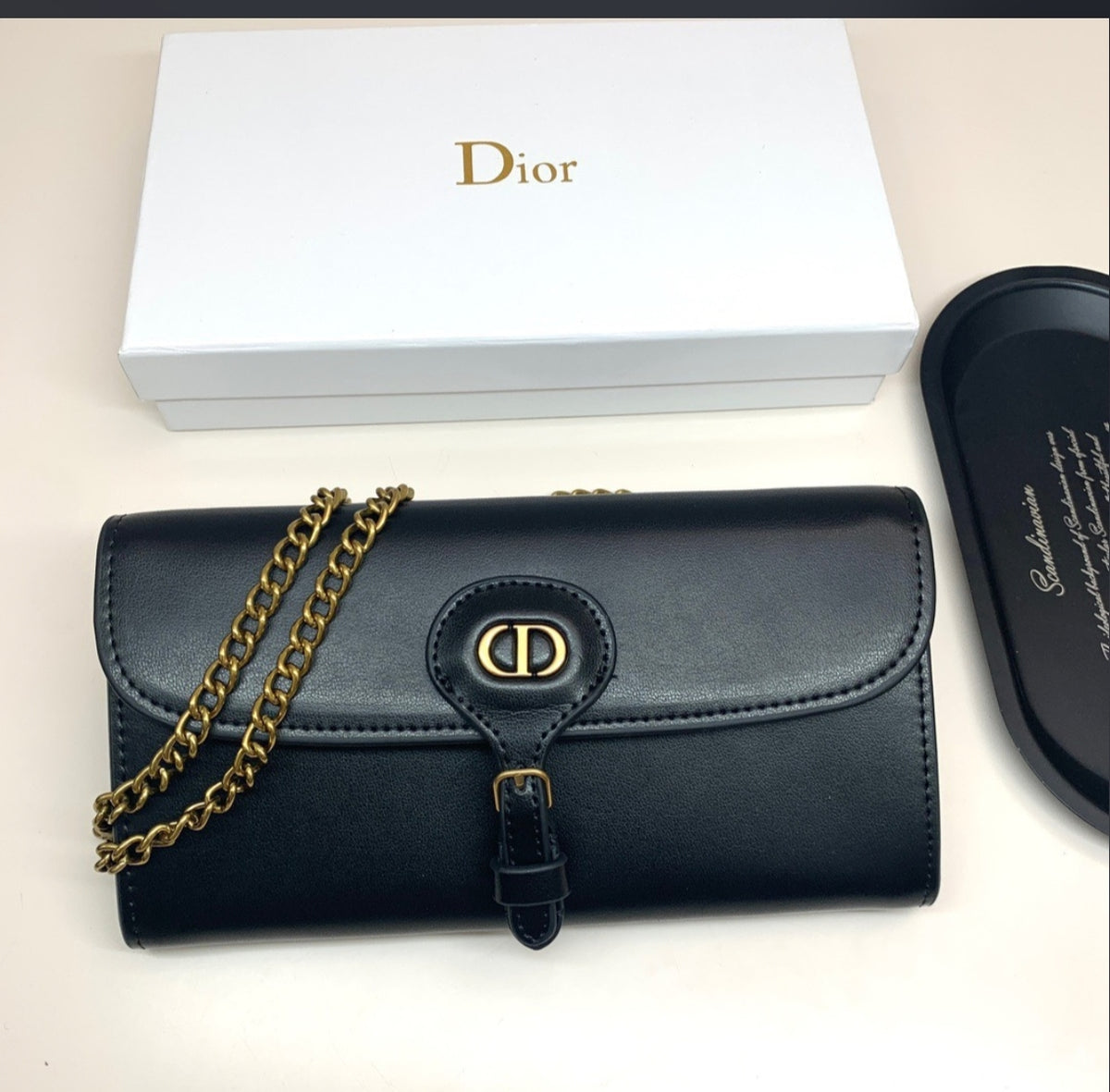 DIOR 30 MONTAIGNE–STYLE CHAIN BAG – BLACK
