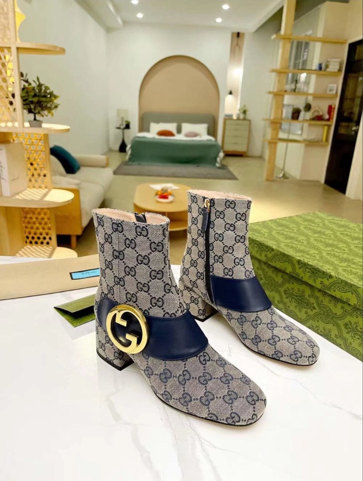 Gucci Double G GG Canvas Ankle Boo