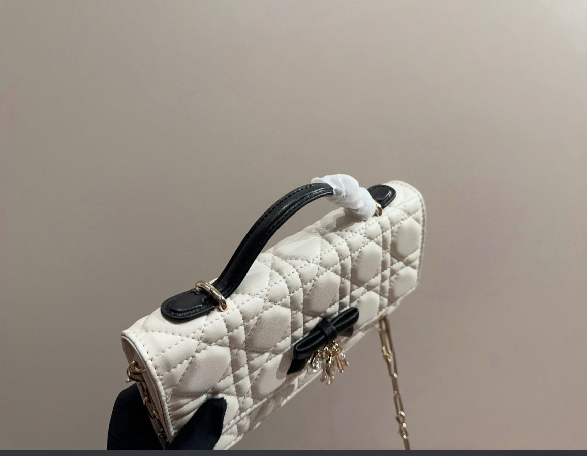 MY DIOR MINI BAG – WHITE / BLACK BOW