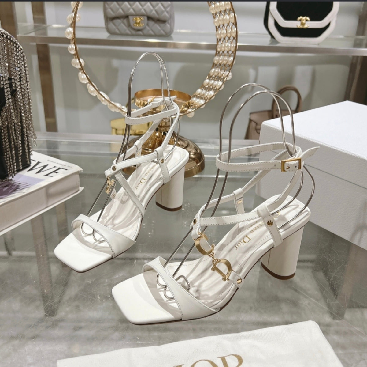 Dior White Strappy Heeled Sandal