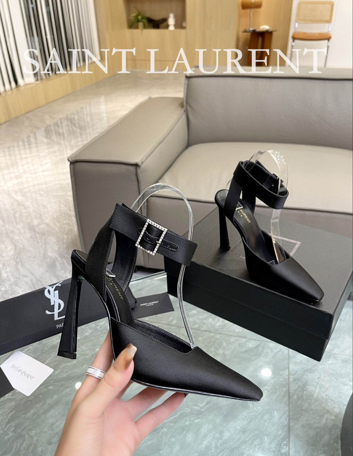 Saint Laurent Ankle-Strap Pointed Pumps