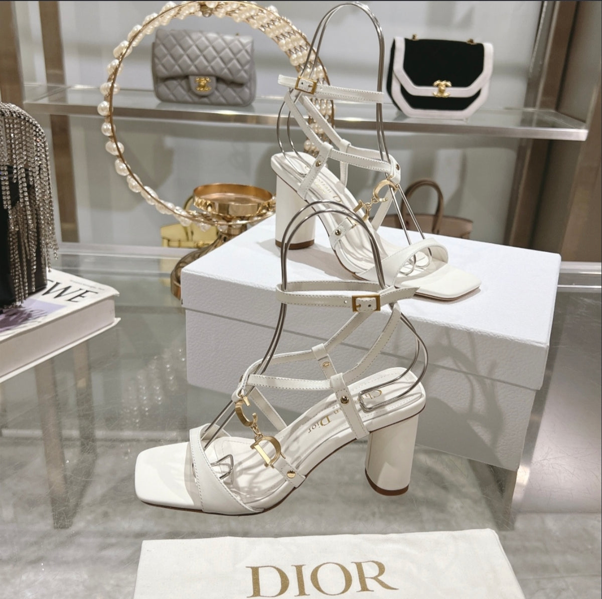 Dior White Strappy Heeled Sandal